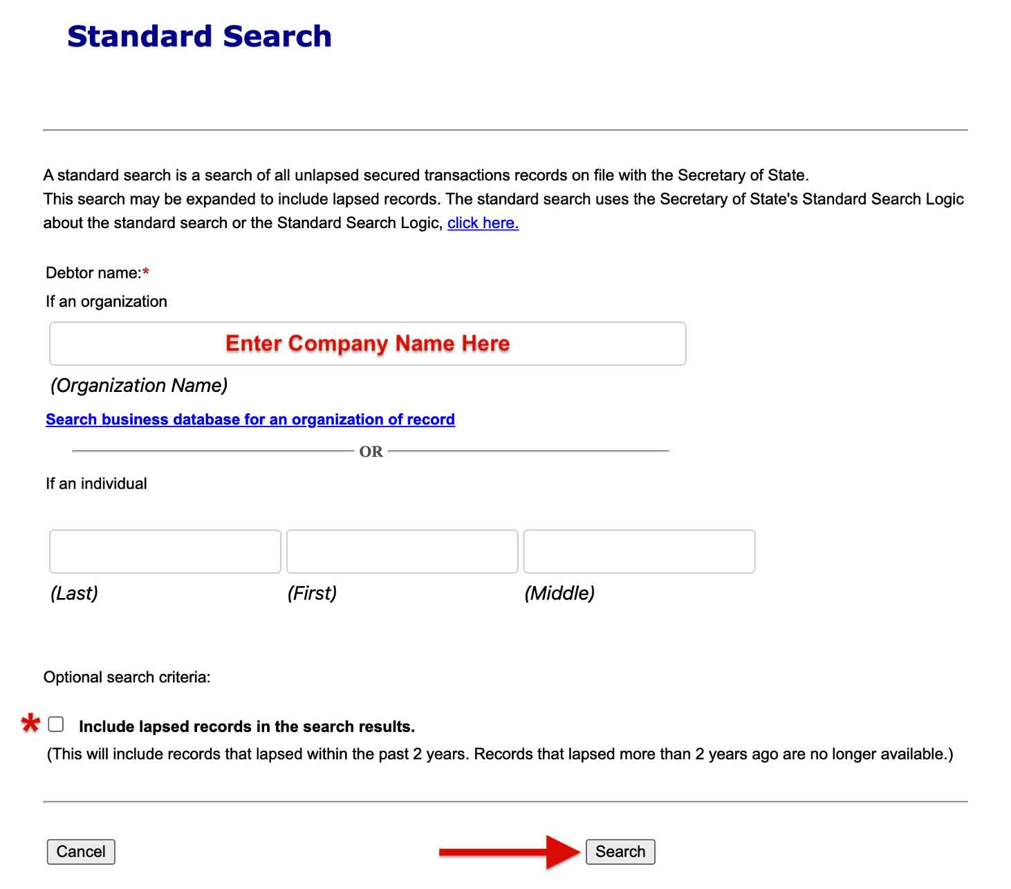 Numbers With Checkboxes Colorado UCC Search - Secretary of State
